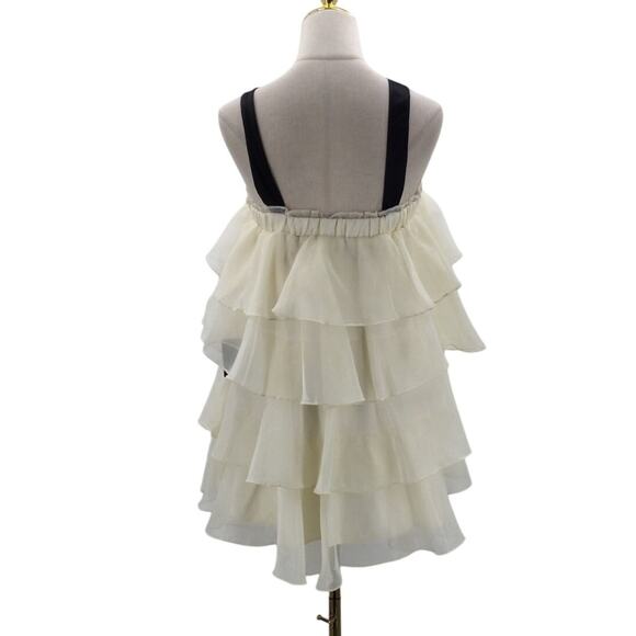 LULU'S XL Deluxe Vision Ivory and Black Tiered Bow Shift Mini Dress NWT B148 - Picture 3 of 8